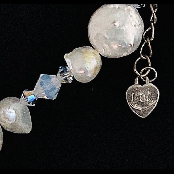 DOL Coin Pearl&Swarovski Crystal Necklace/Ear Set - Picture 3 of 6